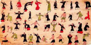 Rękopisy Mawandgui - rysunki zestawów ćwiczeń bardzo podobnych do dzisiejszego Qi Gong